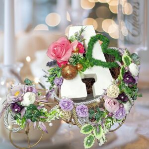 floral stand decoration with personalized floral alphabet