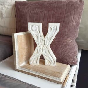 personalized carved alphabet with rustic stand