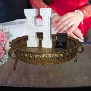 display tray with personalized carved alphabet