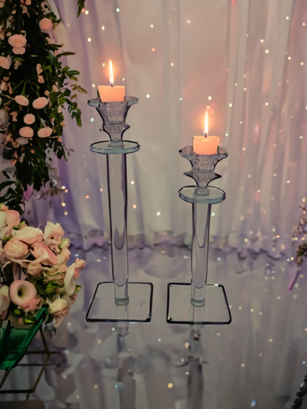 Transparent glass candle holder, enhancing room decor