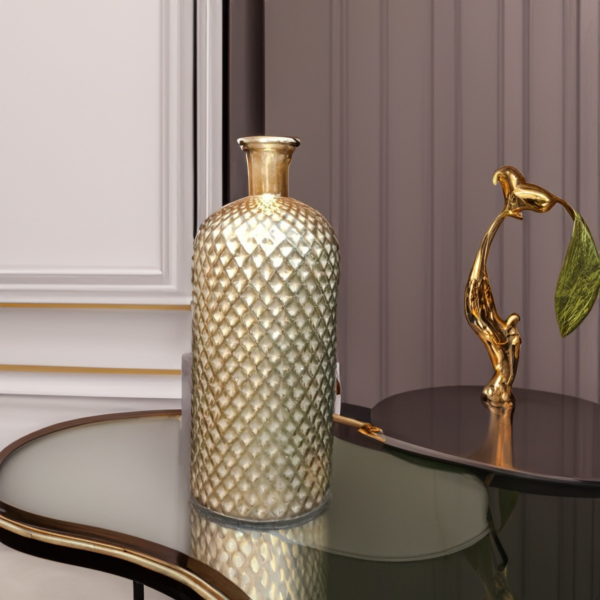 Golden glass vase centerpiece