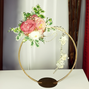 Floral Ring Stand Adorned with Flowers, Sparkle Balls, Beads, and Stones