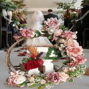 floral hoop stand with personalized floral alphabet